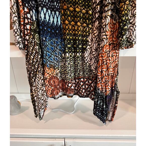 New Directions Woman 3X Asymmetrical Tunic Top Boho Abstract Print Stretch - Picture 4 of 8